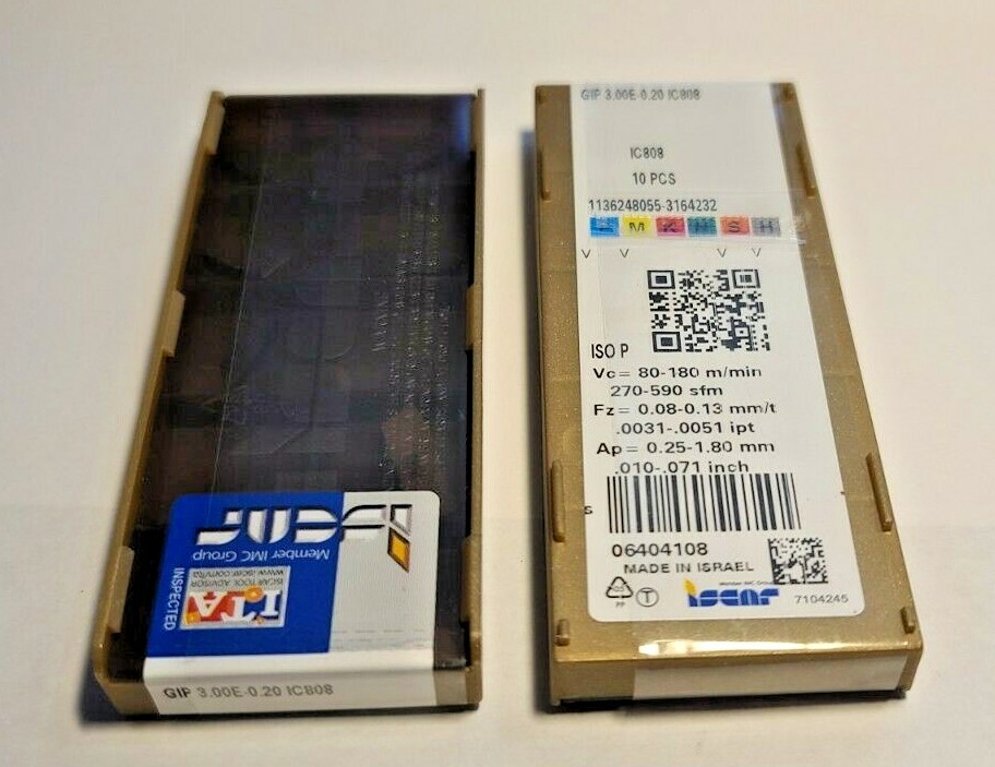 GIP 3.00E 0.20 IC808 ISCAR *** 50 INSERTS *** 5 GENUINE FACTORY PACKS ***