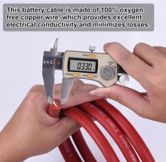 Cable de Batería 2 AWG, 15FT Rojo + 15FT Negro, Cobre Sin Oxígeno, para Automóvi