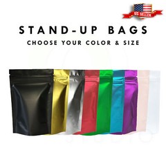 100pc Gold Black Pink Green Silver Matte Resealable Bags (~3x5in/4x6in/5x7in)