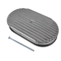 15″ Oval Full Finned Polished Aluminum Air Cleaner Filter Fits for Chevy SBC