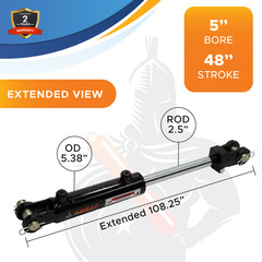 5×48 Hydraulic Cylinder – 5″ Bore, 48″ Stroke Welded Threaded Clevis Cylinder