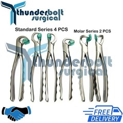 Dental Extraction Forceps Standard Series Set of 4 Pcs + 2 pcs Molar Series Set
