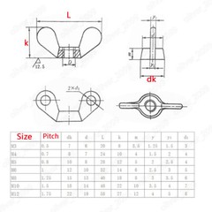 Black 304 Stainless Steel Wing Thumb Nuts Wing Nuts M3 M4 M5 M6 M8 M10 M12