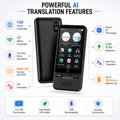 AI Language Translator Device 138 Languages Two-Way Real-Time Translation