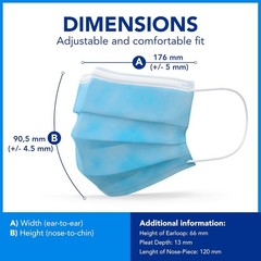 Blue Disposable Masks – 50 Count ASTM Level 3 Safety for Adults – Made in Canada