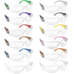 Crystal Clear Lens Color Temple Safety Glasses (Pack of 12)