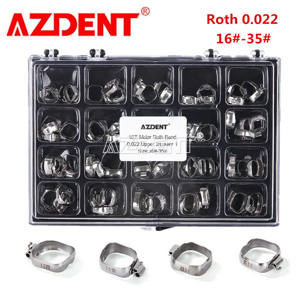 80 Pcs Dental Orthodontic Bands with Buccal Tube 1st Molar Roth 0.022 16#-35#