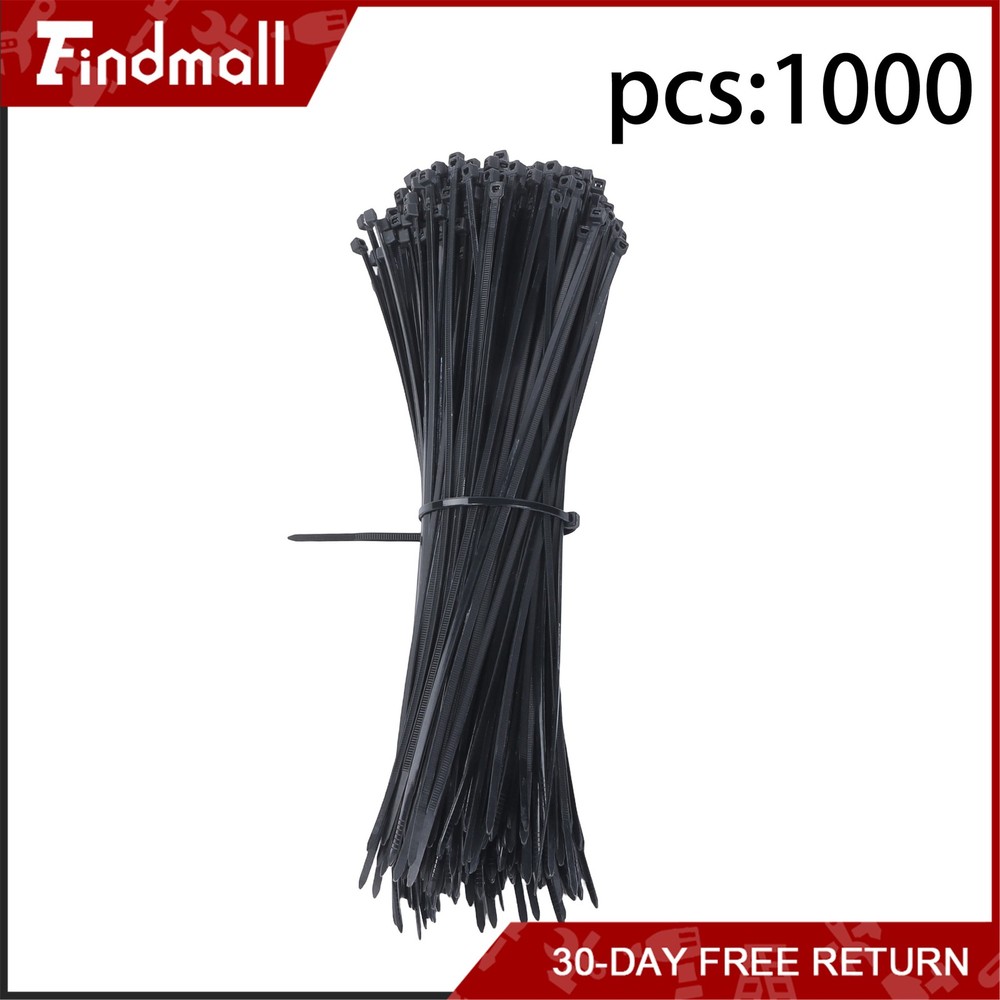 Findmall 1000Pack 12″ Zip Ties Nylon Cable Ties 60 lbs Self-locking UV Resistant