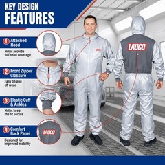 LAUCO Reusable Paint Spray Coverall with Hood, Anti-Static Silicone-Free