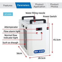 JZ JZ5200 JZ5202 CO2 Industrial Water Chiller for CO2 Laser Cutting Machine
