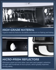 Black Housing Clear Reflector Headlight Assembly for 1999-2006 Silverado Taho…
