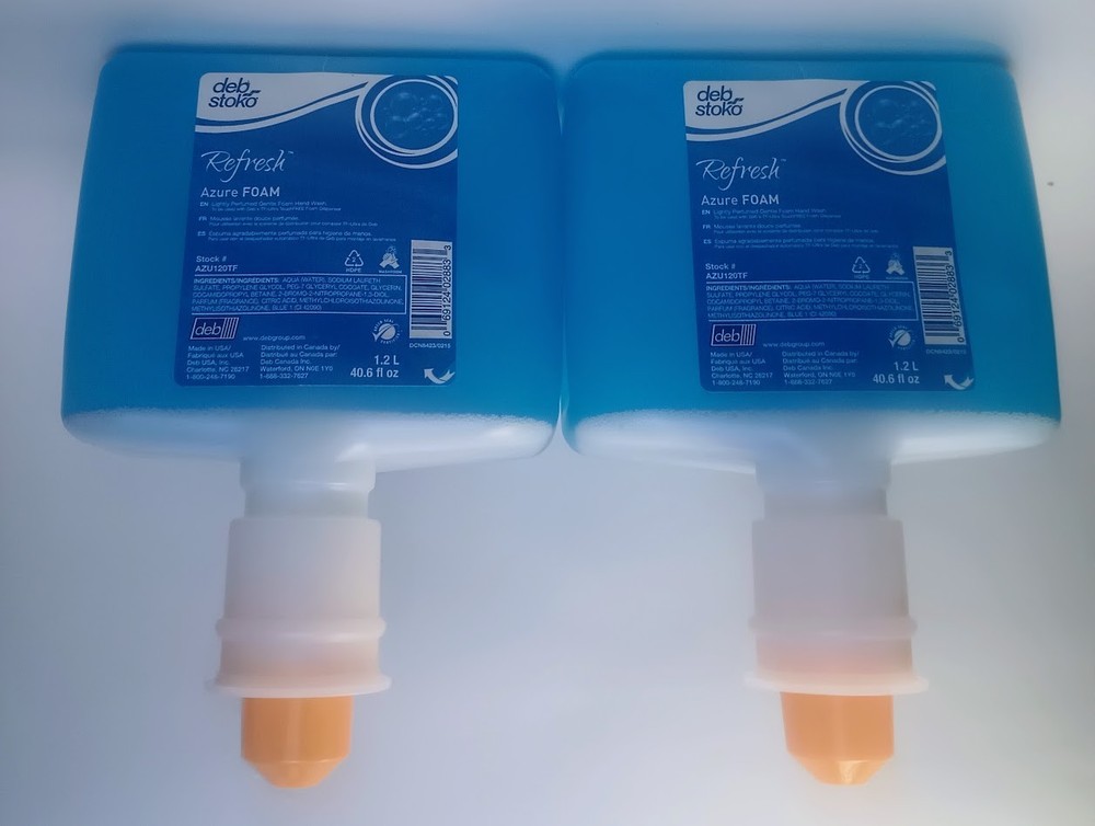 Deb Stoko Refresh Azure Foam Hand Wash Soap Dispenser Refill, 1 Liter/ QTY-2