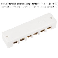 1 x Porcelain Ceramic Terminal Block 6 Way High Temperature 96.5x23x20mm
