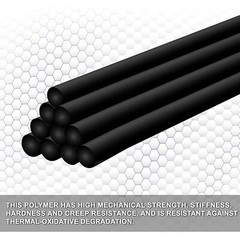Acetal Plastic Rod 1-1/2″ Diameter 12″ Length Round Opaque Black 4 Pack-Delrin