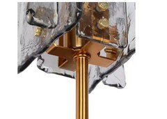 LNC Matte Black 1-Lt Modern Glam Sconce Brass w/ Square Gray Textured Glass