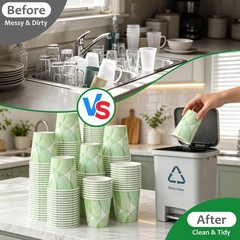 12oz 240Count Compostable Paper Cups, Plant-Based Disposable Coffee Cups with…
