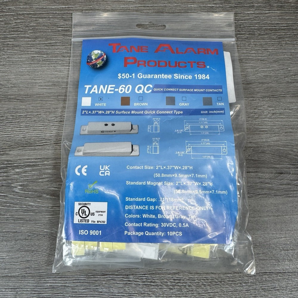 Tane Alarm Products Surface Mount Magnetic Contacts TANE-60 QC White (10-Pack)