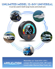 Battery Capacity Voltage Meter, 12V 24V 48V 60V 84V IP68 Waterproof LCD Battery