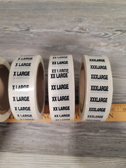 Clothe sizing labels New x-small,medium,large,xlarge,xxlarg,xxxlarge