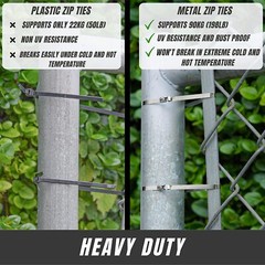 Metal Zip Ties 304 Stainless Steel Heavy Duty Cable 198-400lb 8″ 12″ 18 24″ 3TL