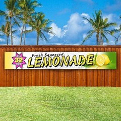 FRESH SQUEEZED LEMONADE 32OZ Advertising Vinyl Banner Flag Sign USA XL01601