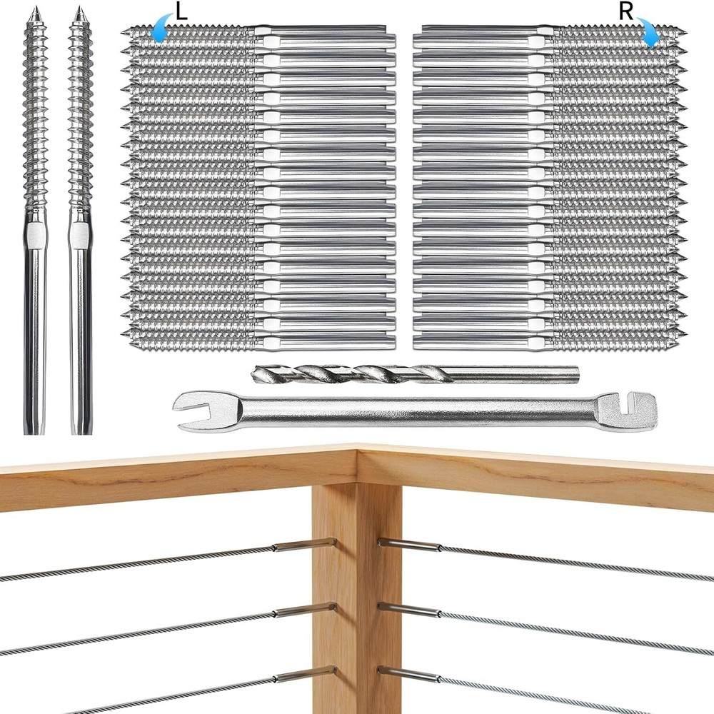 Swage Lag Screws for Cable Railing – 80 Pack T316 Stainless Steel Left and Right