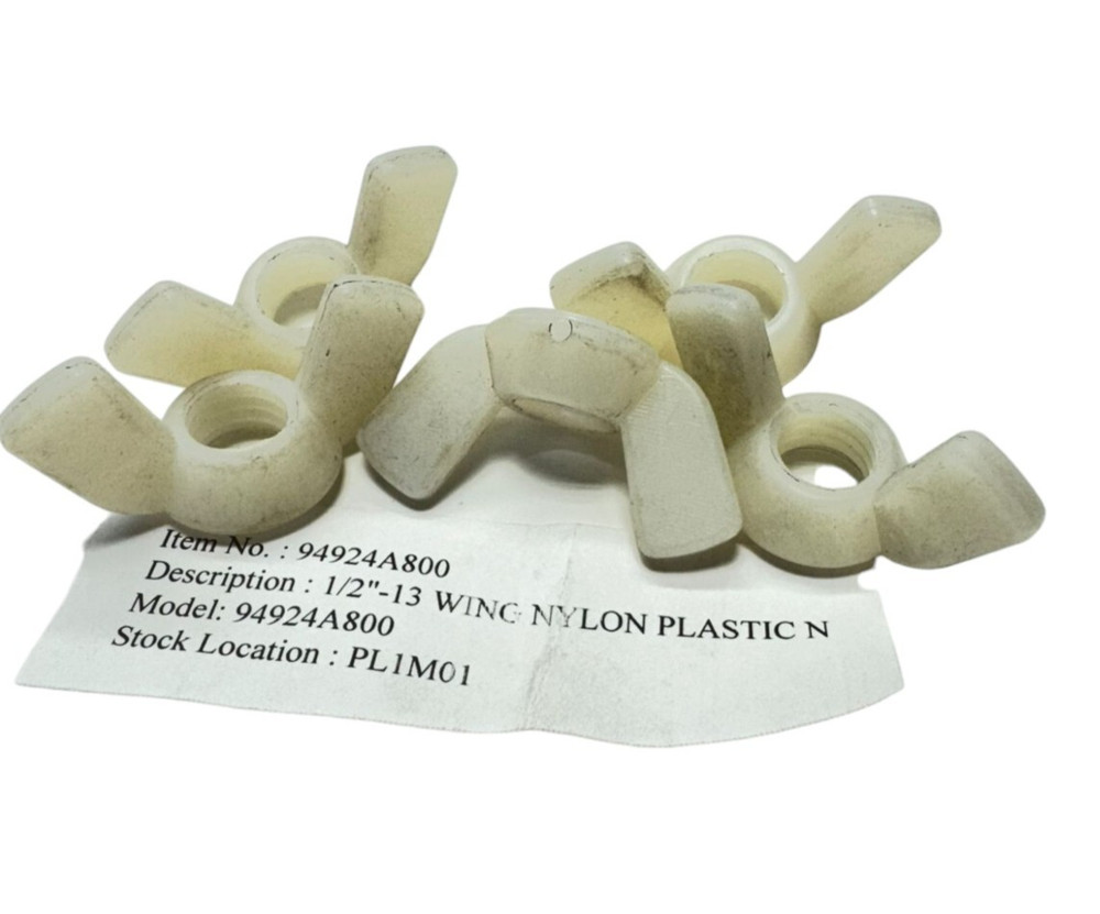 (Pack of 5) White 1/2″-13 Nylon Plastic Wing Nuts, 94924A800 **Free Shipping**