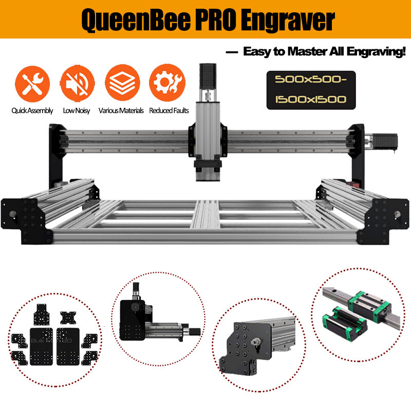 QueenBee PRO CNC Router Machine 4 Axis TR8*8 Lead Screw Wood Engraving Machine