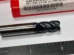 Accupro 86819166, 3/8″, 4-FL, Solid Carbide, .03″ Corner Radius End Mill, AlTiN
