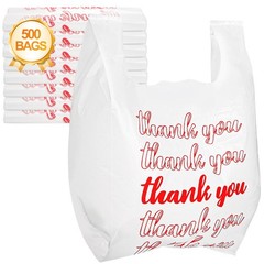 500 Count Thank You Bags Reusable Grocery Bag – 13 x 7 x 21 Inch Plastic T-Sh…