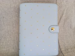 NIB Kikki K Blue Gold Spots Leather Personal Planner Notebook Calendar