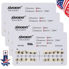 10 Packs Brackets dentales de ortodoncia Mini Roth 022 Ganchos 345