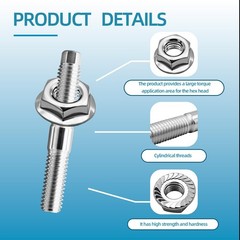 Exhaust Stud Kit M101.5 x 62mm, 6Piece Direct Replacement for Vehicles