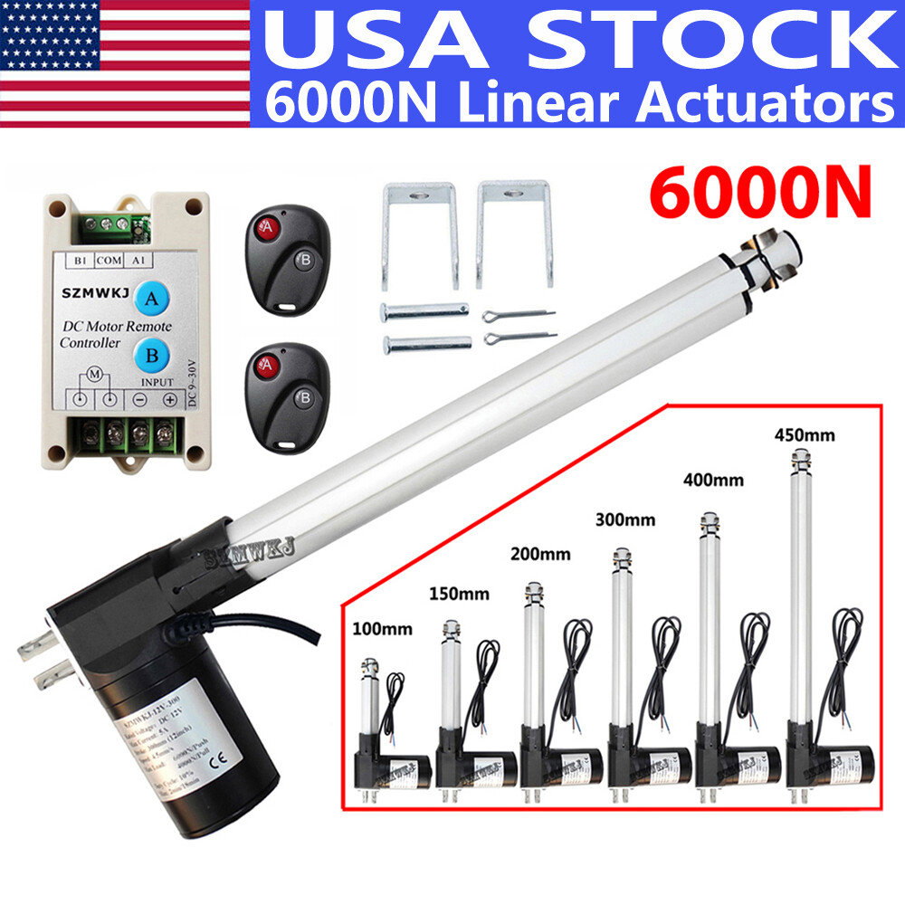 Electric 12V Linear Actuator 1320lbs W/ Controller Brackets DC Motor 6000N Lift