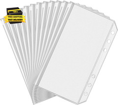 12Pcs A6 Size Binder Pockets 6 Holes Budget Cash Envelopes for Budgeting, Clear