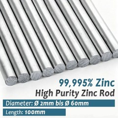 Round Zinc Bar 99.9% Pure Zinc Rod, Marine Anticorrosion, Pure Metal Zinc Anode