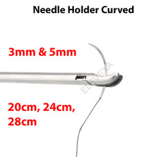 ELEVEXA Laparoscopy 3mm & 5mm Needle Holder Curved Left Laparoscopic 20cm – 28cm