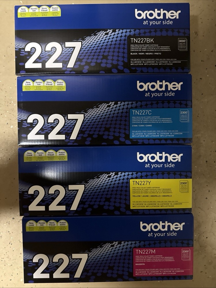 Brother TN227 High Yield Toner Cartridge Set 4 Pack BK/C/M/Y New Sealed Box