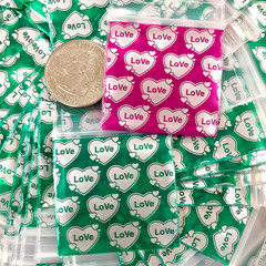 BaggiesSince1987 Design Zip Bags 1515 100PCS SWEETHEART in SILVER on PEARL GREEN