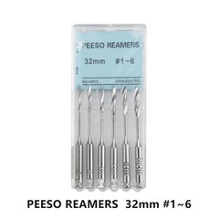 32mm Dental Endo Pesso Reamers Drills Fresa de conducto radicular 1-6# 6Pc/Pk