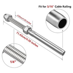100 x T316 Stainless Steel Hand Swage Tensioner for 3/16” Cable Railing Systems
