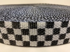 Black & White Checkered Polypropelyne 1 1/2″ Webbing – WHOLE ROLL!! 100 Yards