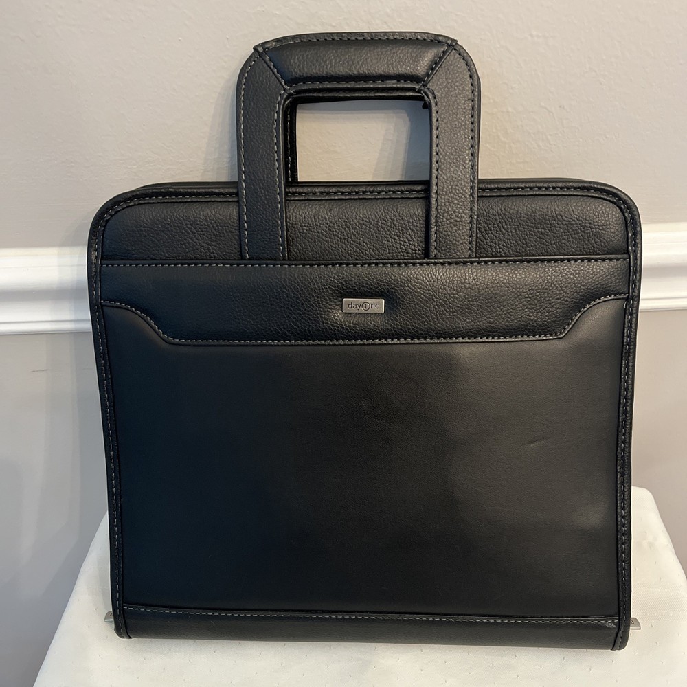 Franklin Covey Faux Leather Zip Planner Binder Organizer Handle Black Classic