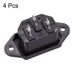 4 x Panel Mount Plug Adapter AC 250V 10A C14 3 Pins IEC Inlet Module Plug