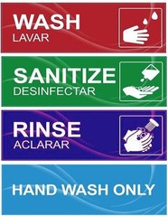 4 Pack Wash Rinse Sanitize Sink Labels Waterproof Sticker Signs Perfect for 3…