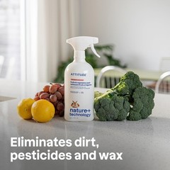 ATTITUDE Fruit & Vegetable Wash, Unscented Food-Safe Produce Wash to Remove D…