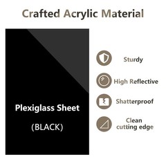 Black Plexiglass Sheets 8×10 – 12 Pack, 0.04″ Thick