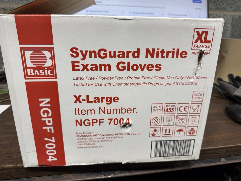 1000 Pcs Synguard Nitrile Gloves Powder, Latex, Protein Free Exp