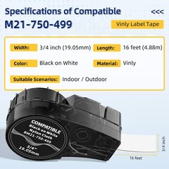2 PCS 3/4 Inch Nylon Cloth Label Tape For M210 M211 BMP21PLUS Wire 0.75 Wide