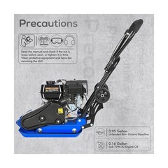 BILT HARD Plate Compactor Rammer, 6.5HP 196cc Gas Engine 5500 VPM 2500 lbs Co…
